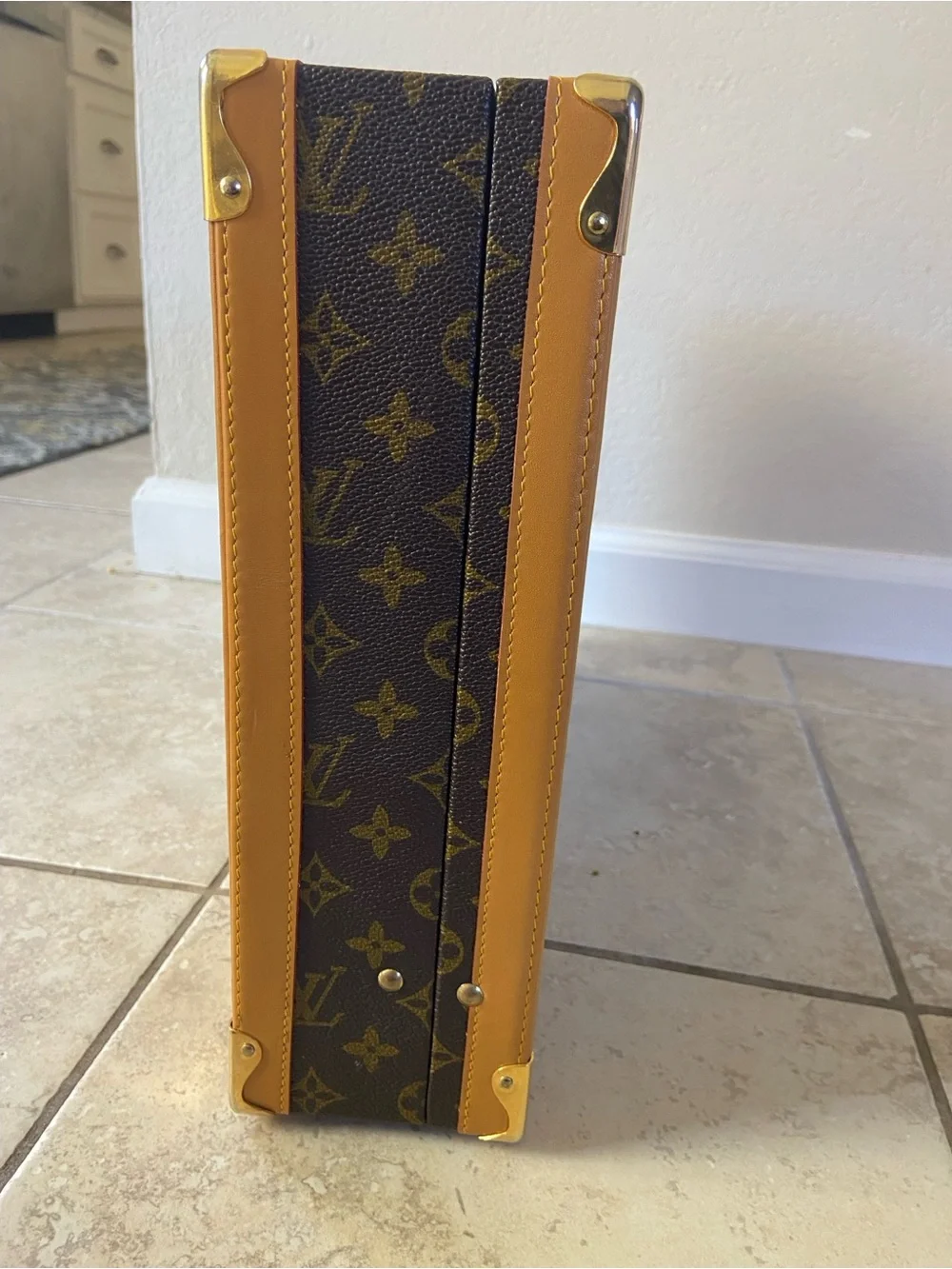 Louis Vuitton Monogram Canvas Briefcase with Tan Trim. Vintage